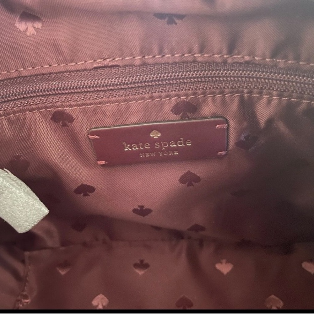 BRAND NEW: Kate Spade Burgundy, pink & cream patterned crossbody camera bag - Picture 10 of 12